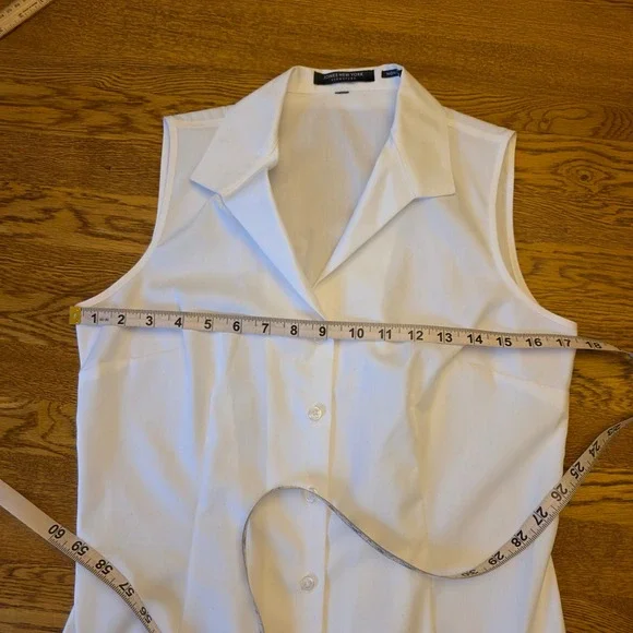 Jones New York Signature Womens S Sleeveless Button Down Shirt White Career Work - Picture 7 of 9